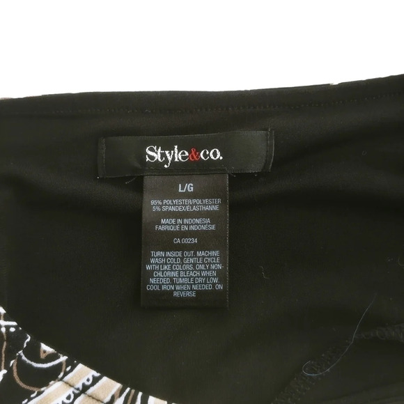 Style & Co. Stretch Tunic Top Gold  Filigrees White Black L - Picture 7 of 7